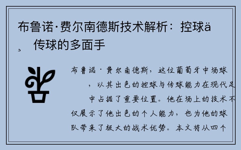 布鲁诺·费尔南德斯技术解析：控球与传球的多面手